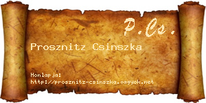 Prosznitz Csinszka névjegykártya